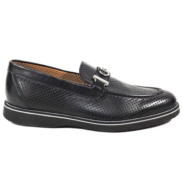 CASADEI ?? MENS BLACK SOFT LEATHER COMFORT SUMMER LOAFERS display picture 3